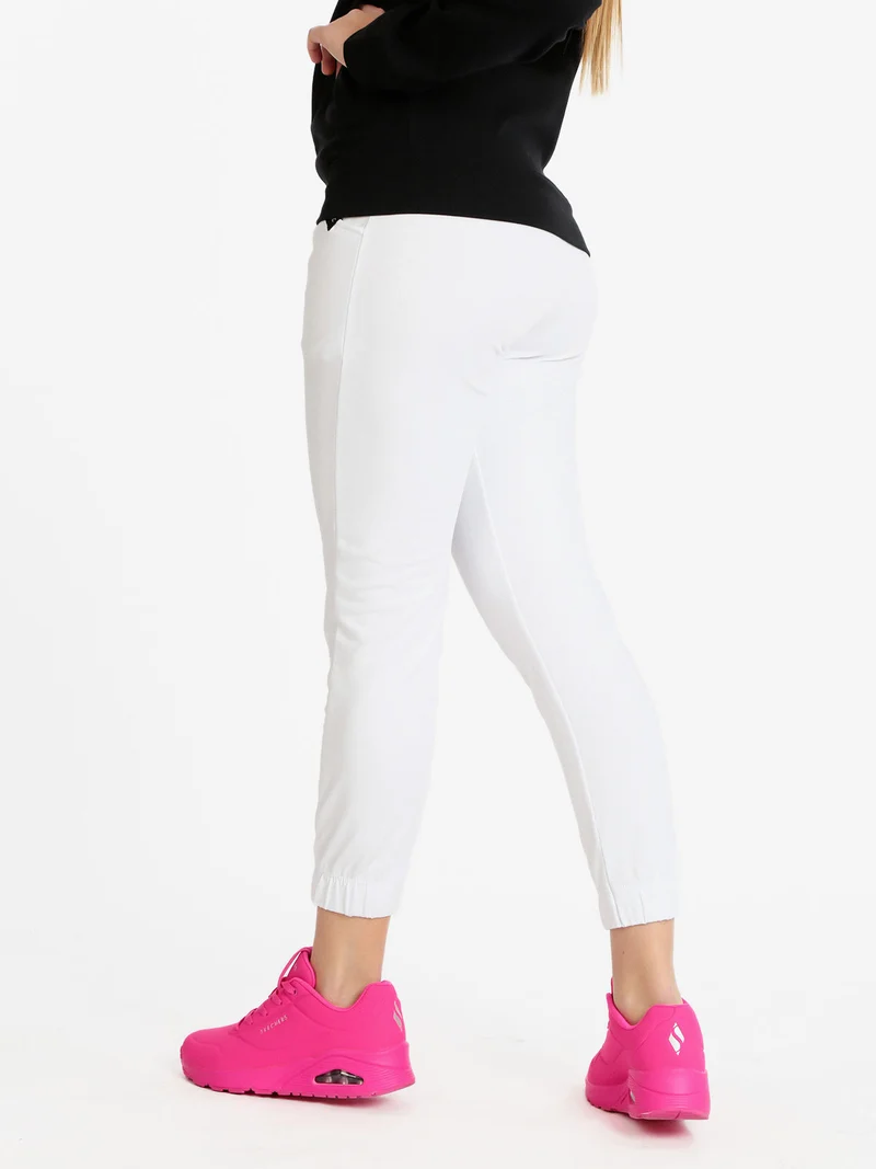 Pantaloni sportivi donna con polsino - bianco