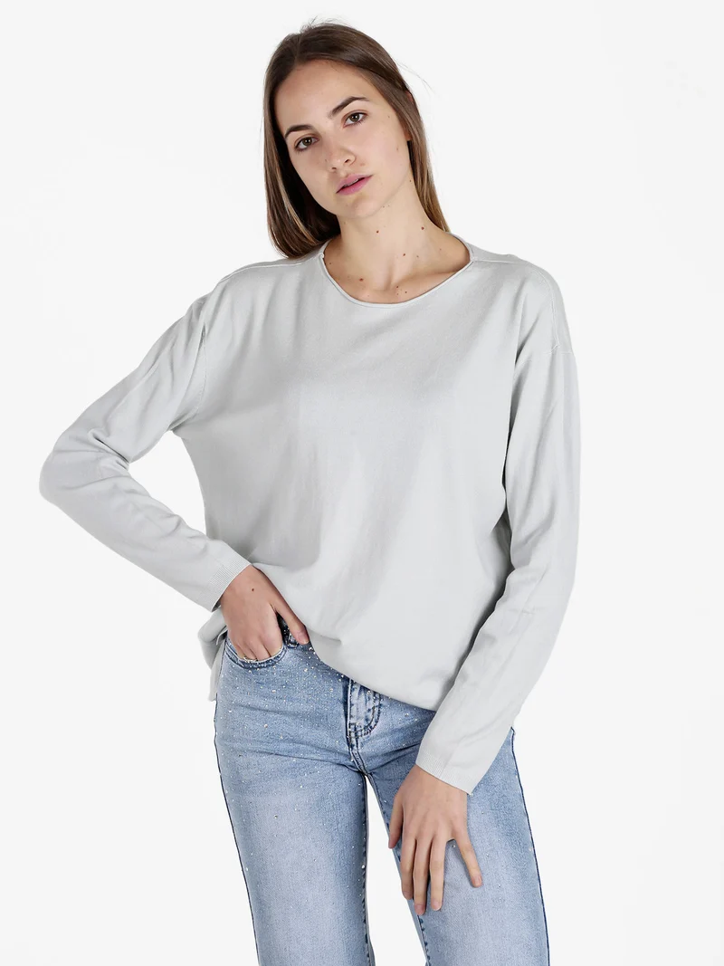 Pullover donna oversize in maglia - perla