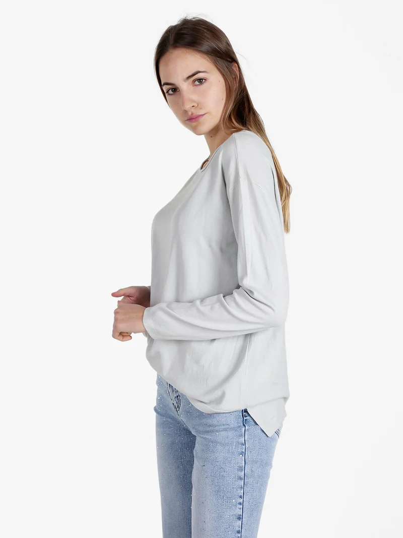 Pullover donna oversize in maglia - perla