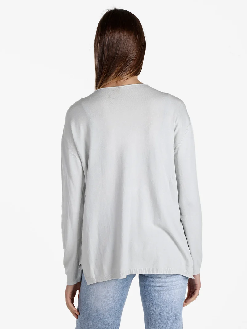 Pullover donna oversize in maglia - perla