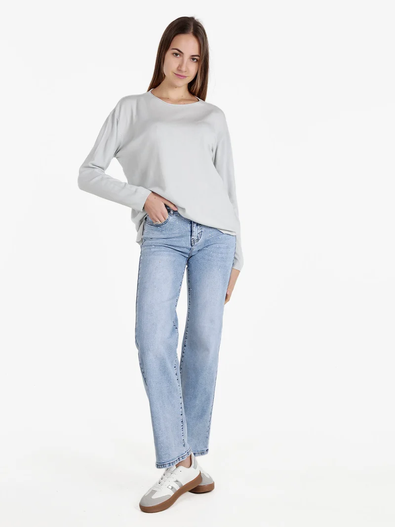 Pullover donna oversize in maglia - perla