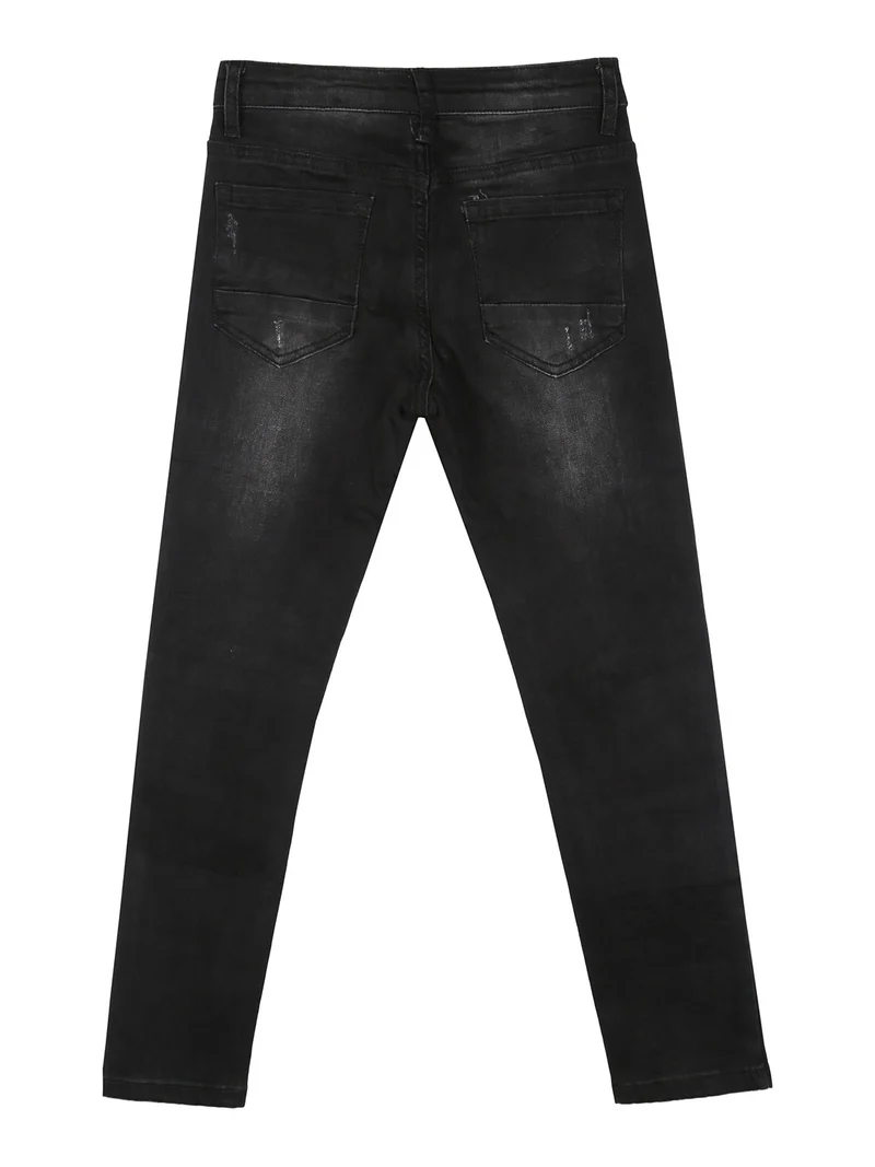 Jeans skinny da ragazzo con strappi - nero