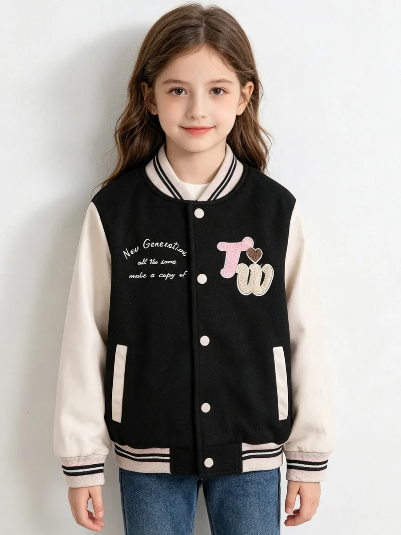 Giacca bomber da bambina - nero