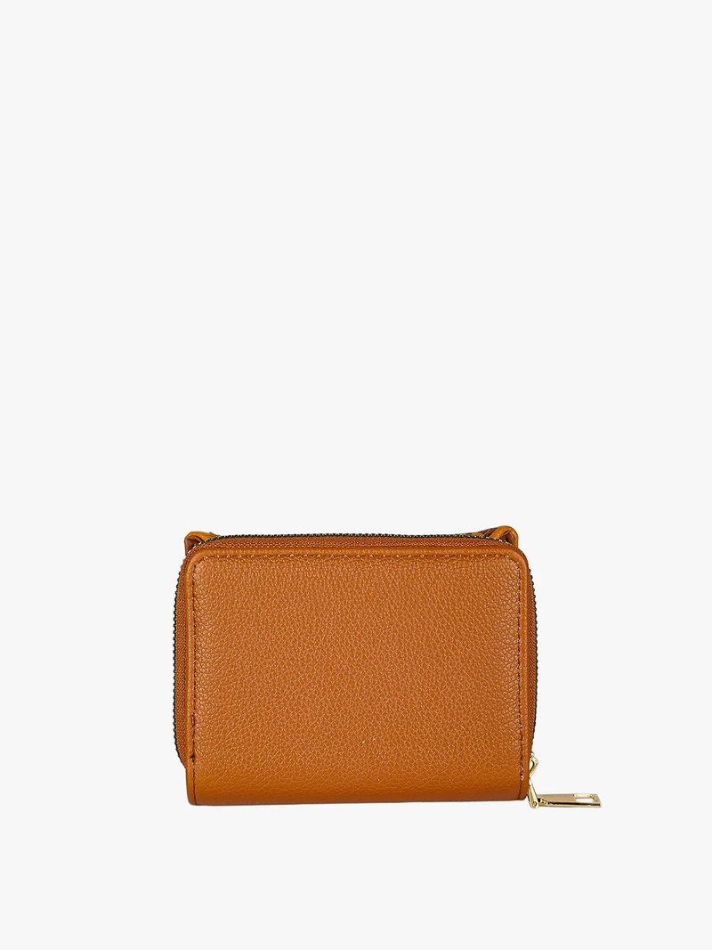 Portafoglio mini da donna con stampa monogramma - cuoio