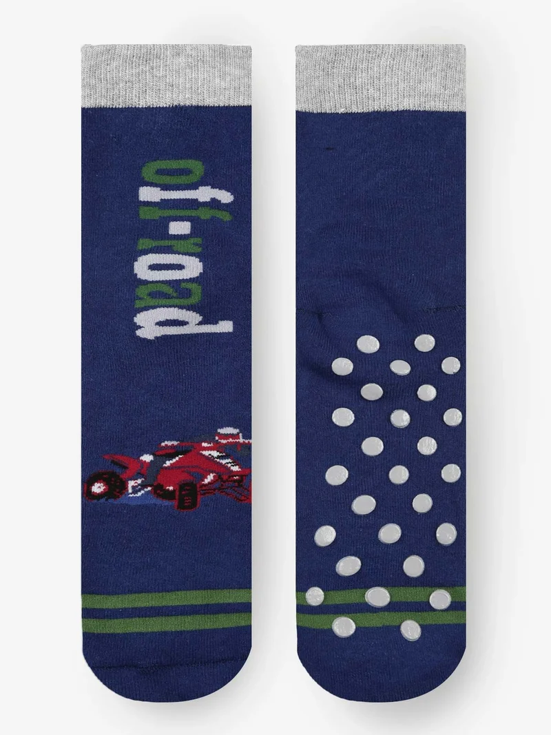 Calze antiscivolo da bambino con stampe - blu