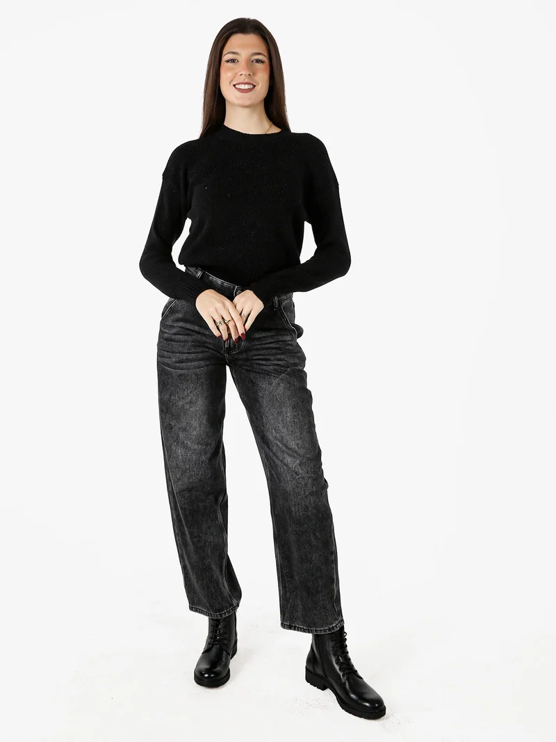 Maglione girocollo da donna lurex - nero