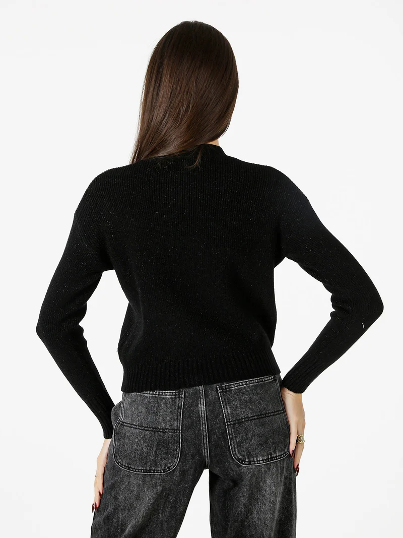 Maglione girocollo da donna lurex - nero