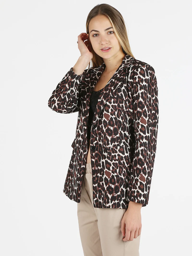 Blazer donna oversize maculato - marrone