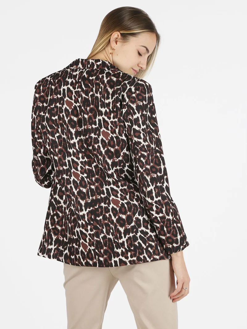 Blazer donna oversize maculato - marrone