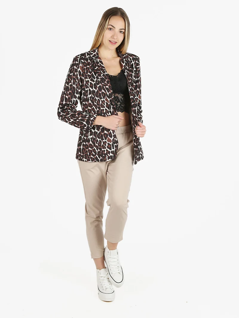 Blazer donna oversize maculato - marrone