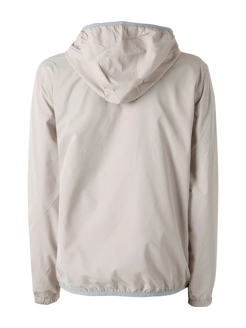 Giacca a vento da donna con cappuccio e zip - beige