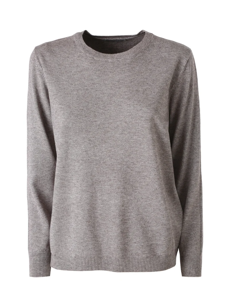 Pullover girocollo da donna in maglia - fango