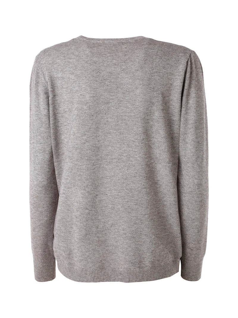 Pullover girocollo da donna in maglia - fango