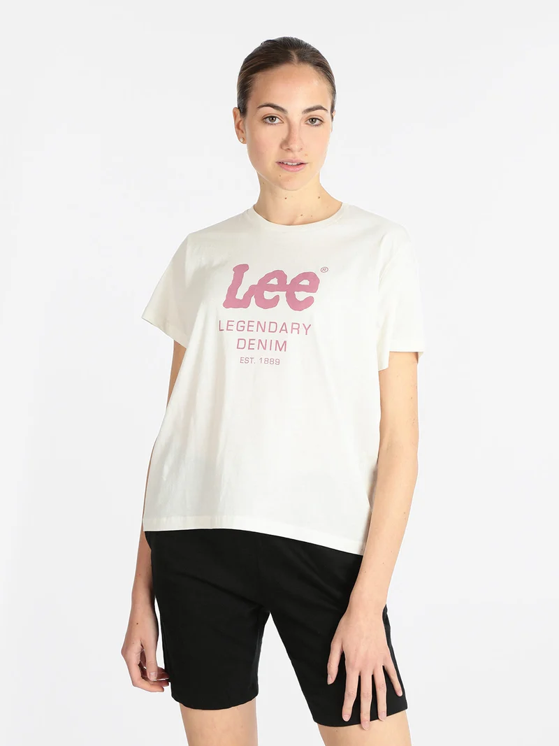 Legendary Denim Tee T-shirt donna manica corta con scritta - bianco