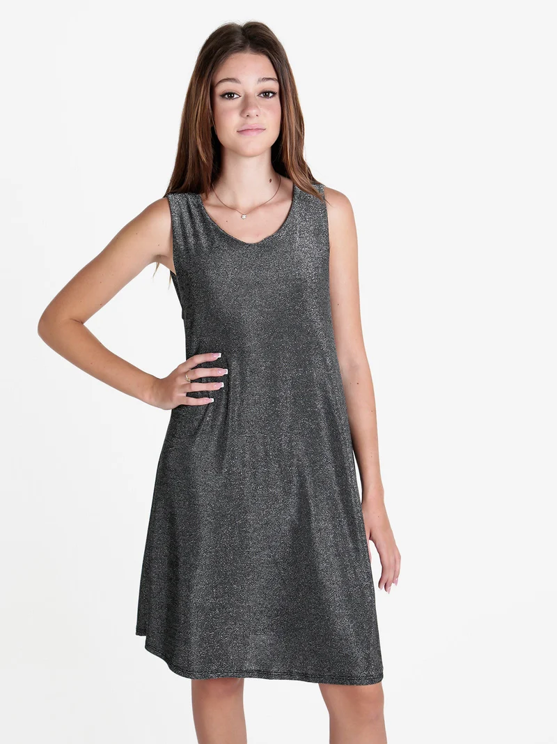 Abito donna smanicato in lurex - argento