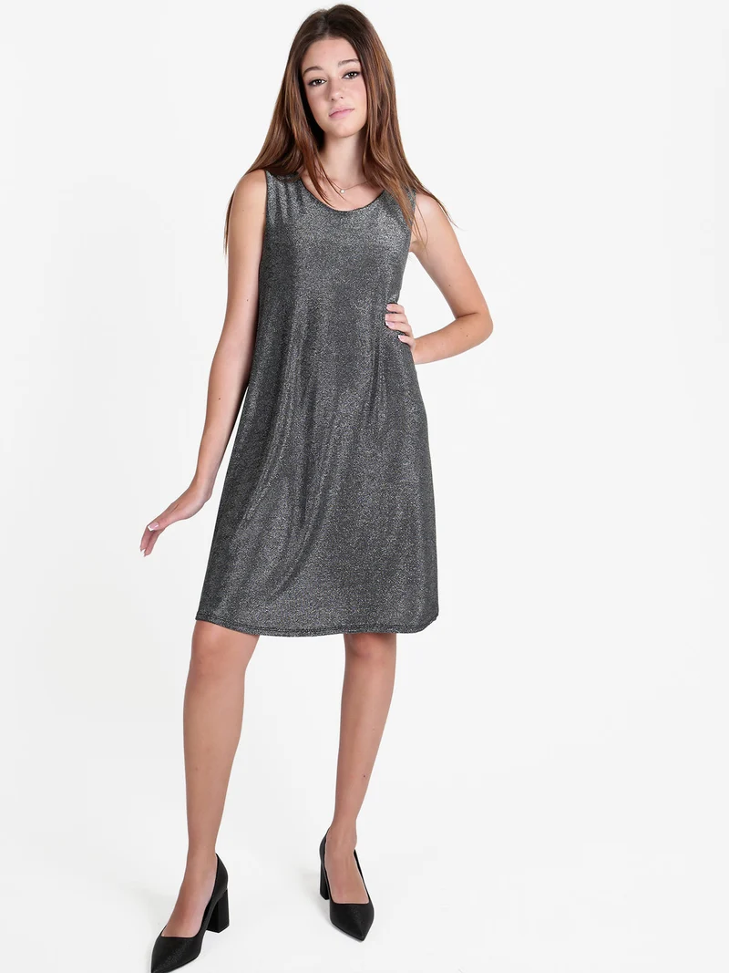 Abito donna smanicato in lurex - argento