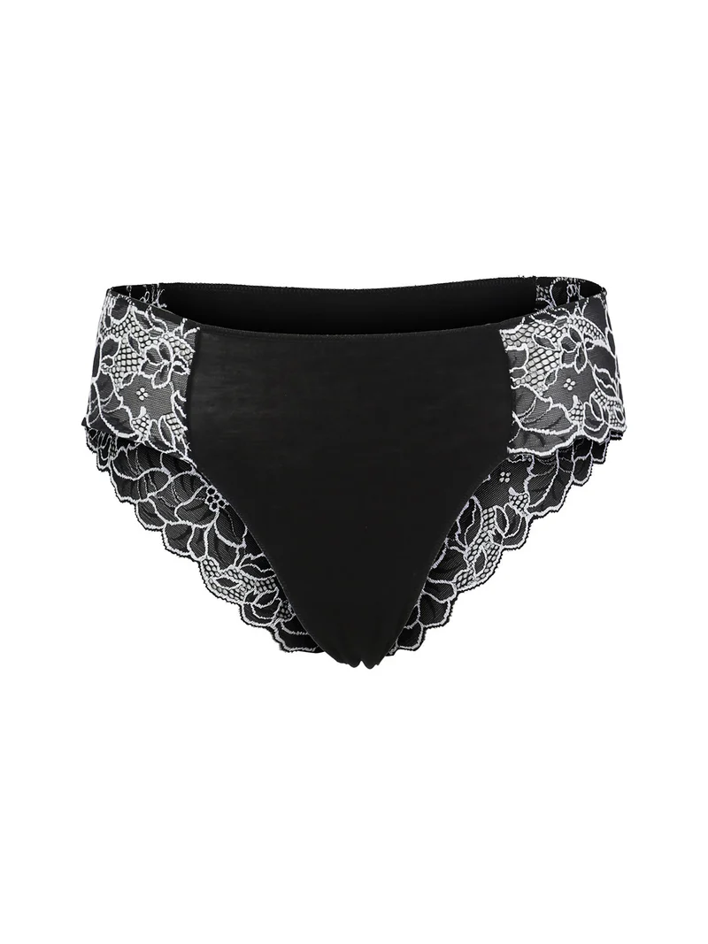 Coordinato intimo donna con ricami in pizzo - nero