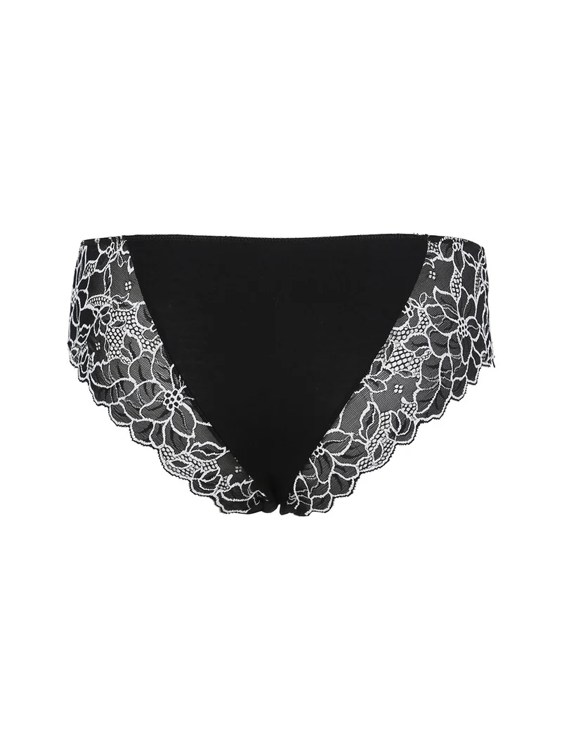 Coordinato intimo donna con ricami in pizzo - nero