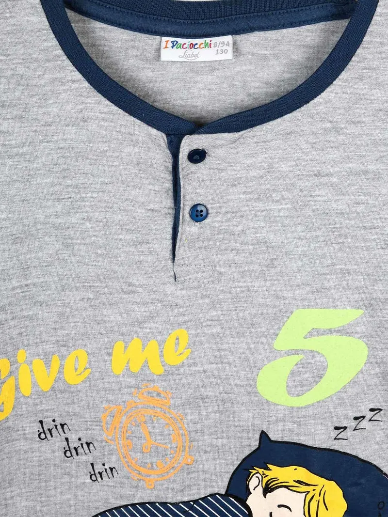 Pigiama lungo in cotone 2 pezzi - grigio