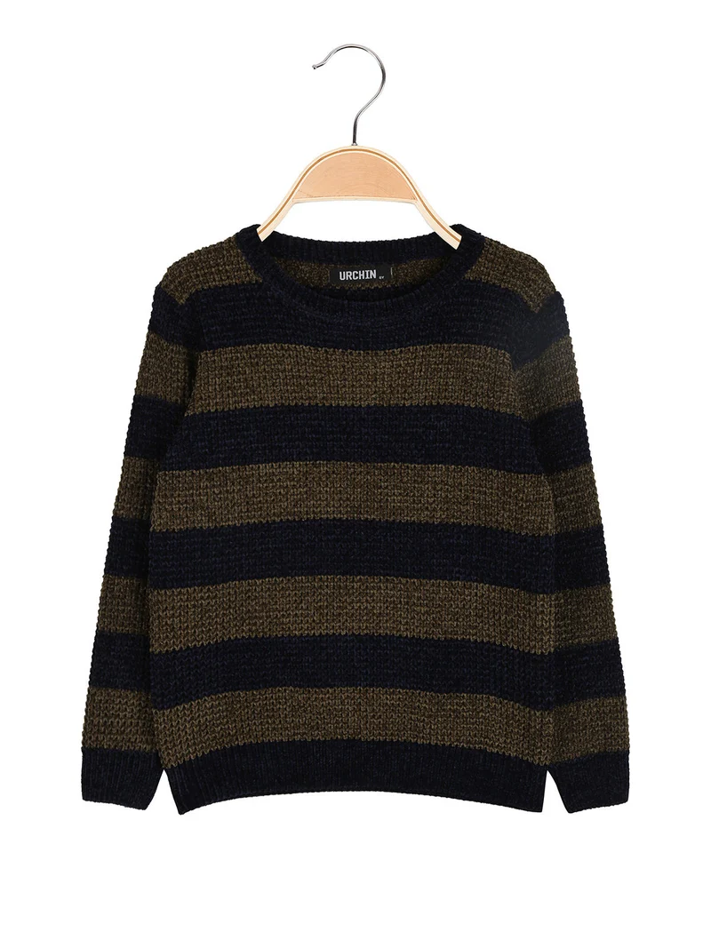 Maglione da bambino a blocchi di colore - oliva