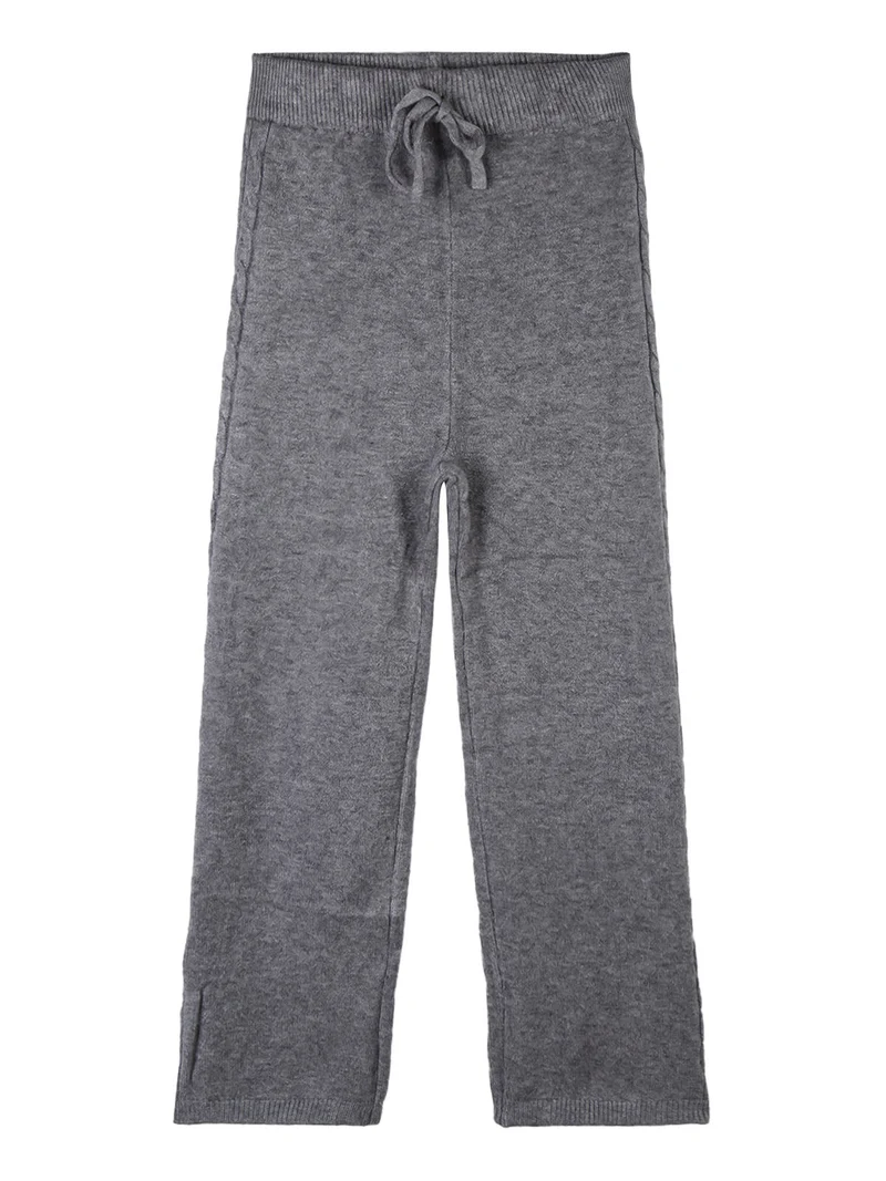 Pantaloni da bambina in maglia a vita alta - grigio