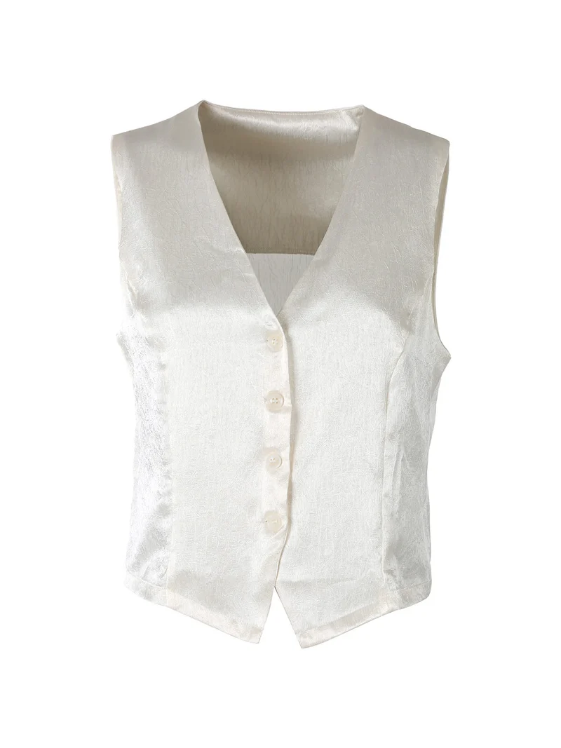 Gilet donna classico effetto lucido - bianco