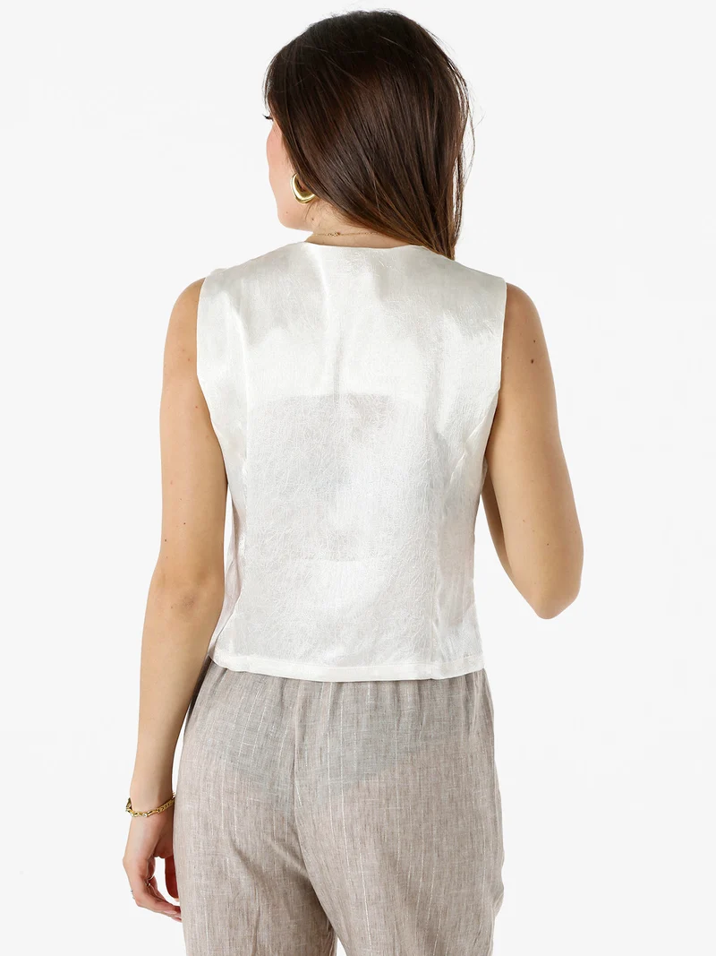 Gilet donna classico effetto lucido - bianco