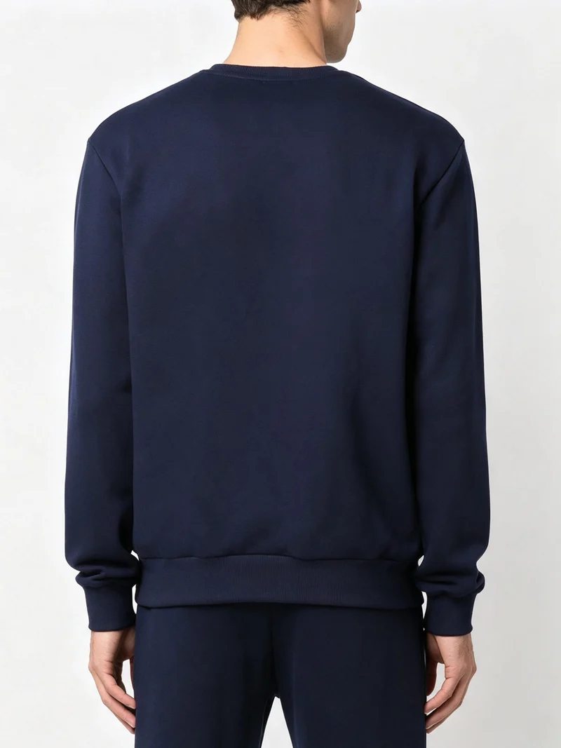 Felpa girocollo da uomo in cotone con scritta - blu scuro