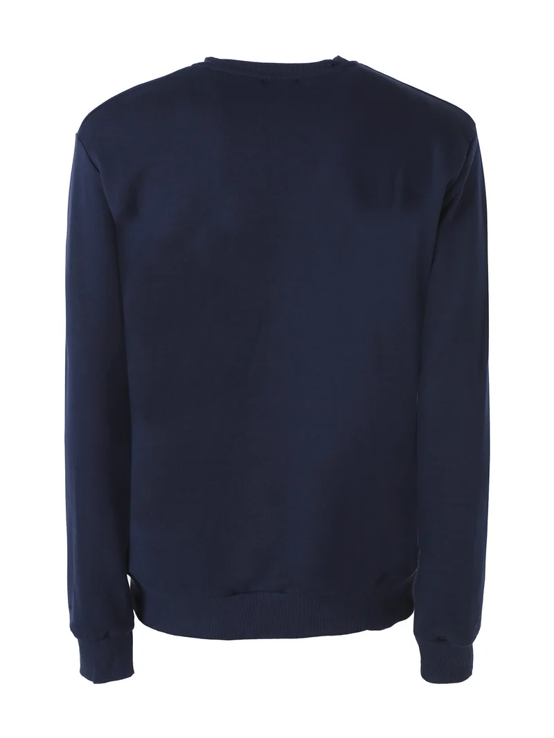 Felpa girocollo da uomo in cotone con scritta - blu scuro