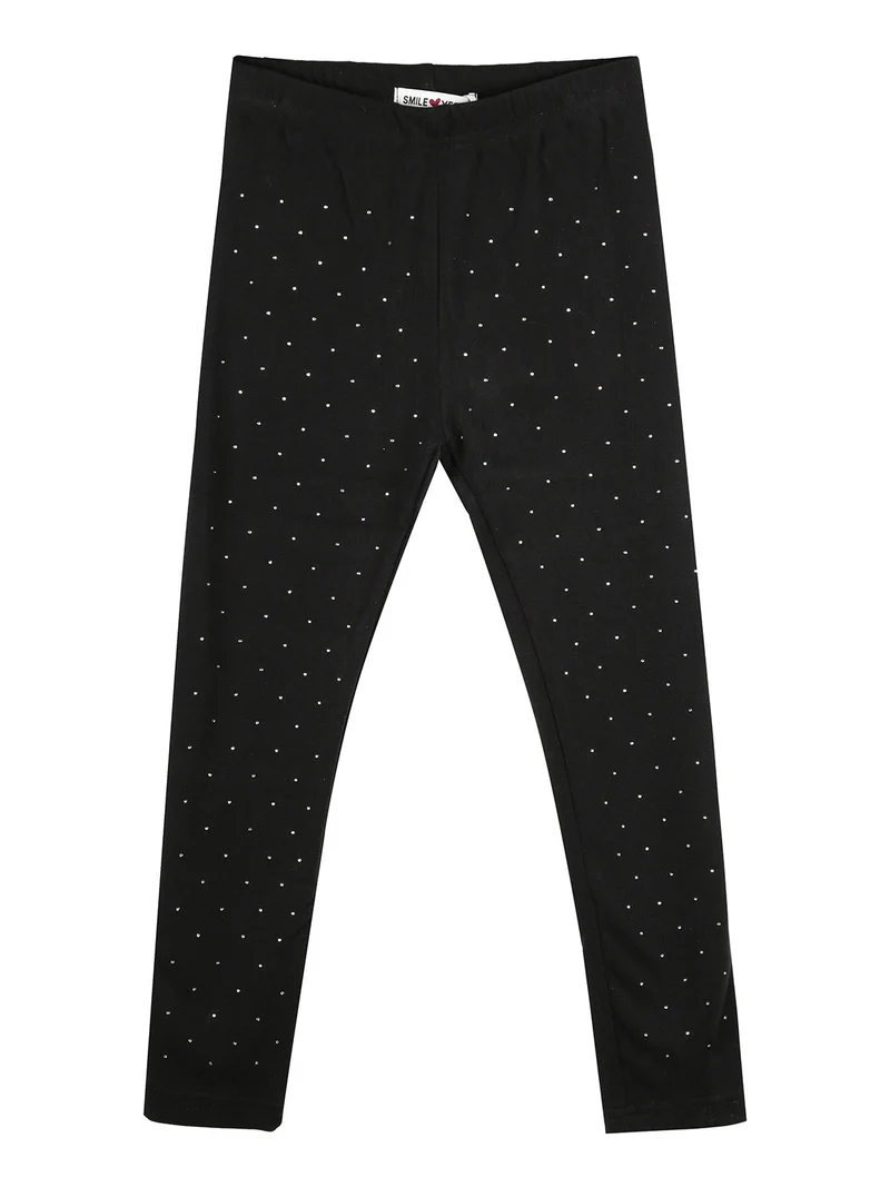 Leggings da bambina in pile con strass - argento