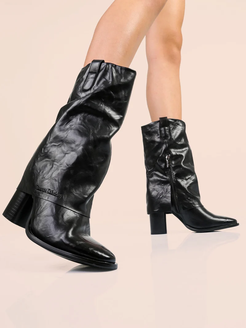Stivali donna con tacco largo - nero