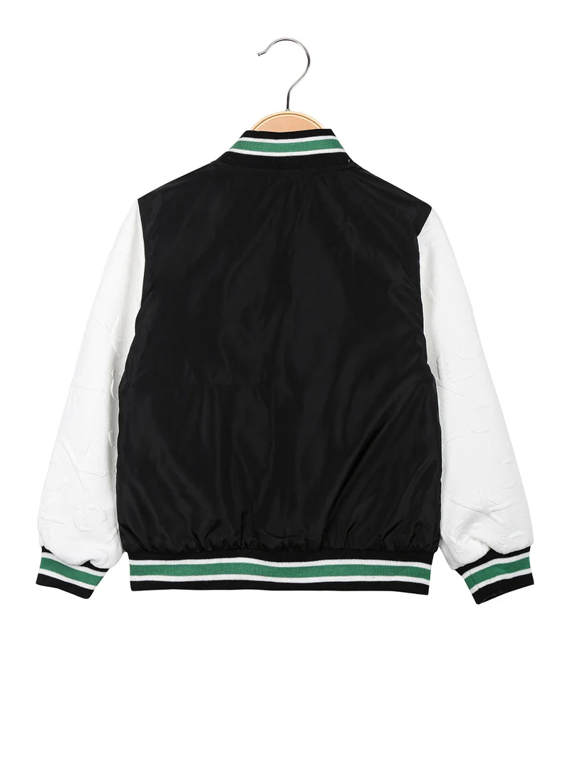 Giubbino baseball da bambino con zip - nero