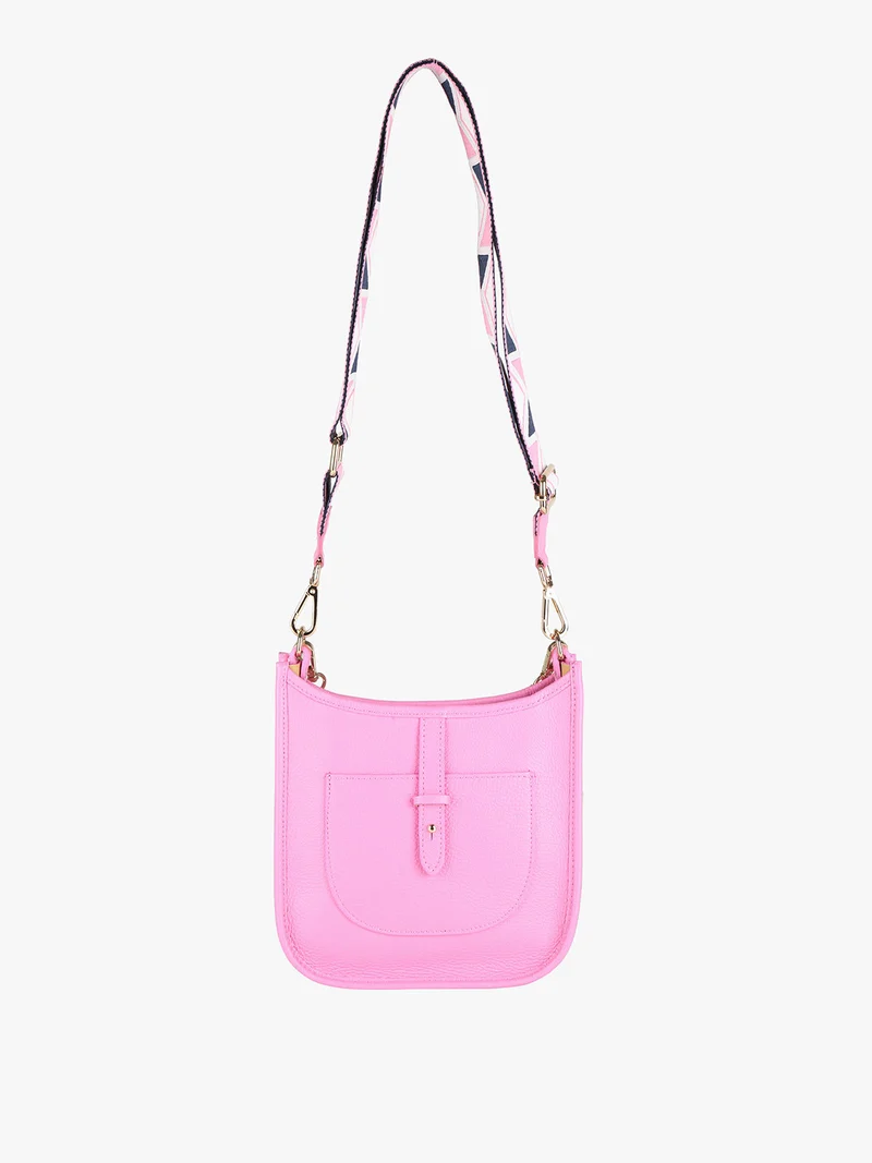 Borsetta in pelle con catena da donna - rosa
