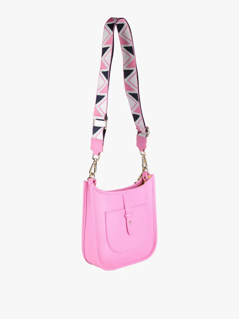 Borsetta in pelle con catena da donna - rosa