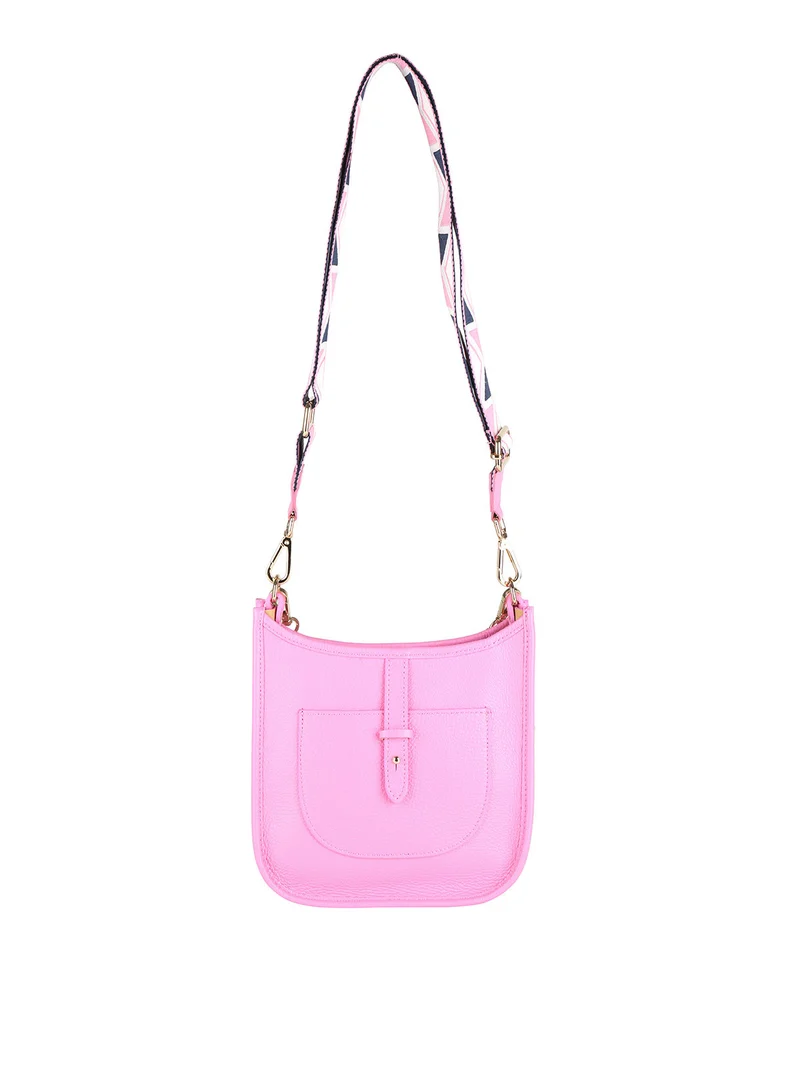 Borsetta in pelle con catena da donna - rosa