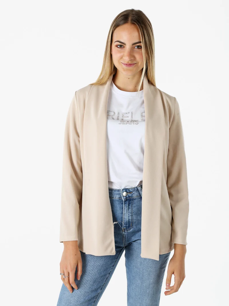 Cardigan donna aperto a maniche lunghe - beige