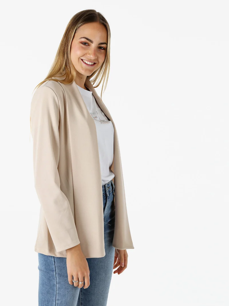 Cardigan donna aperto a maniche lunghe - beige