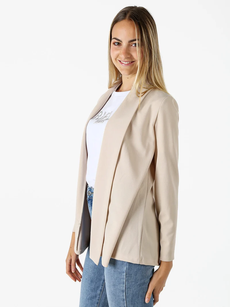 Cardigan donna aperto a maniche lunghe - beige