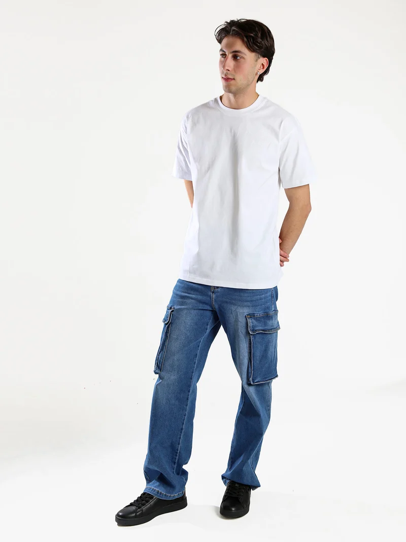 T-shirt girocollo da uomo in cotone - bianco