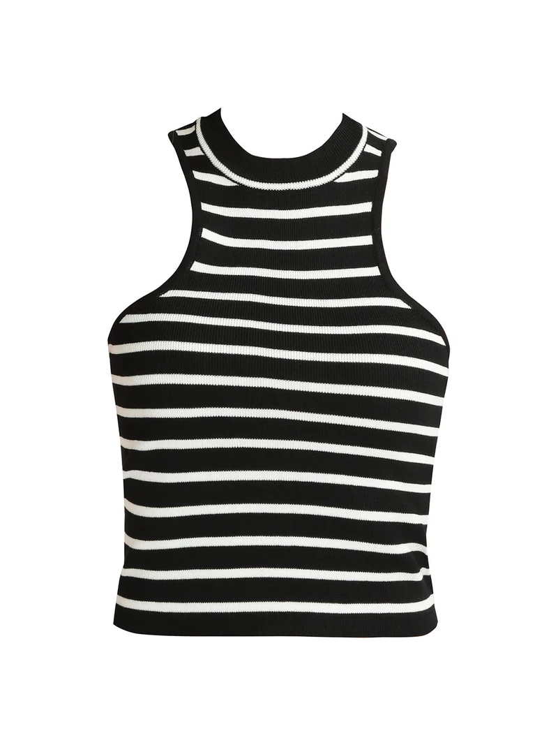 Top cropped in maglia - nero