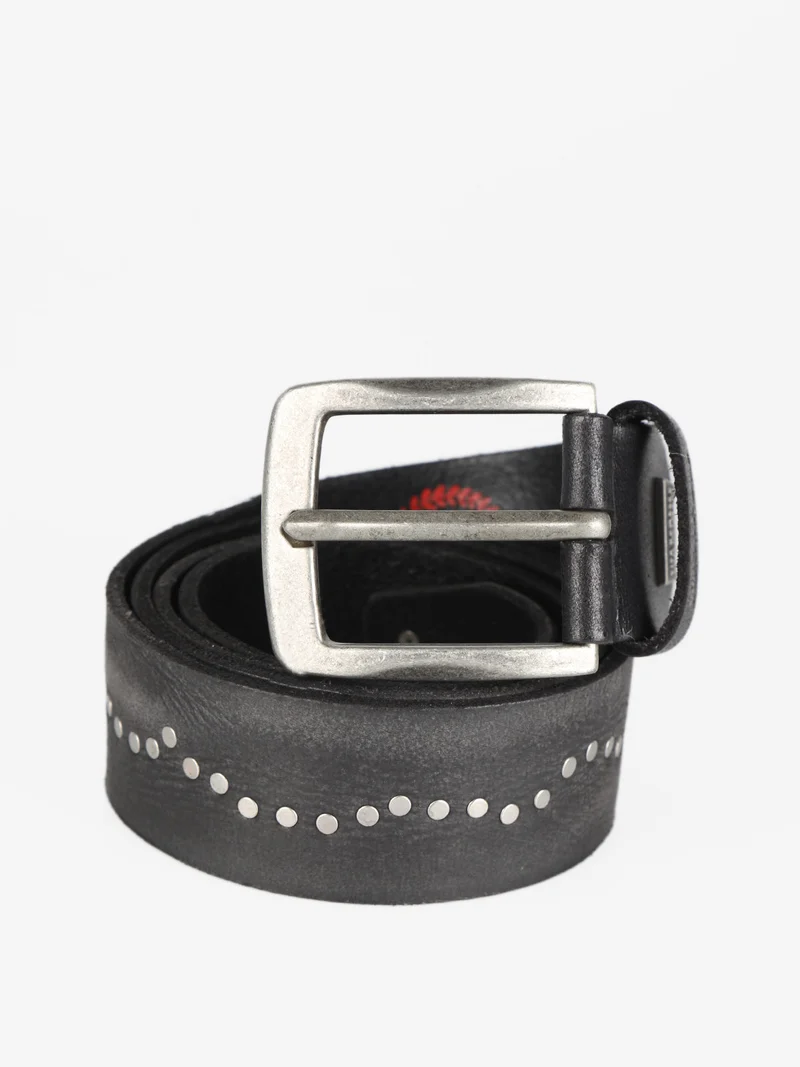 Cintura in pelle con borchie da uomo - nero