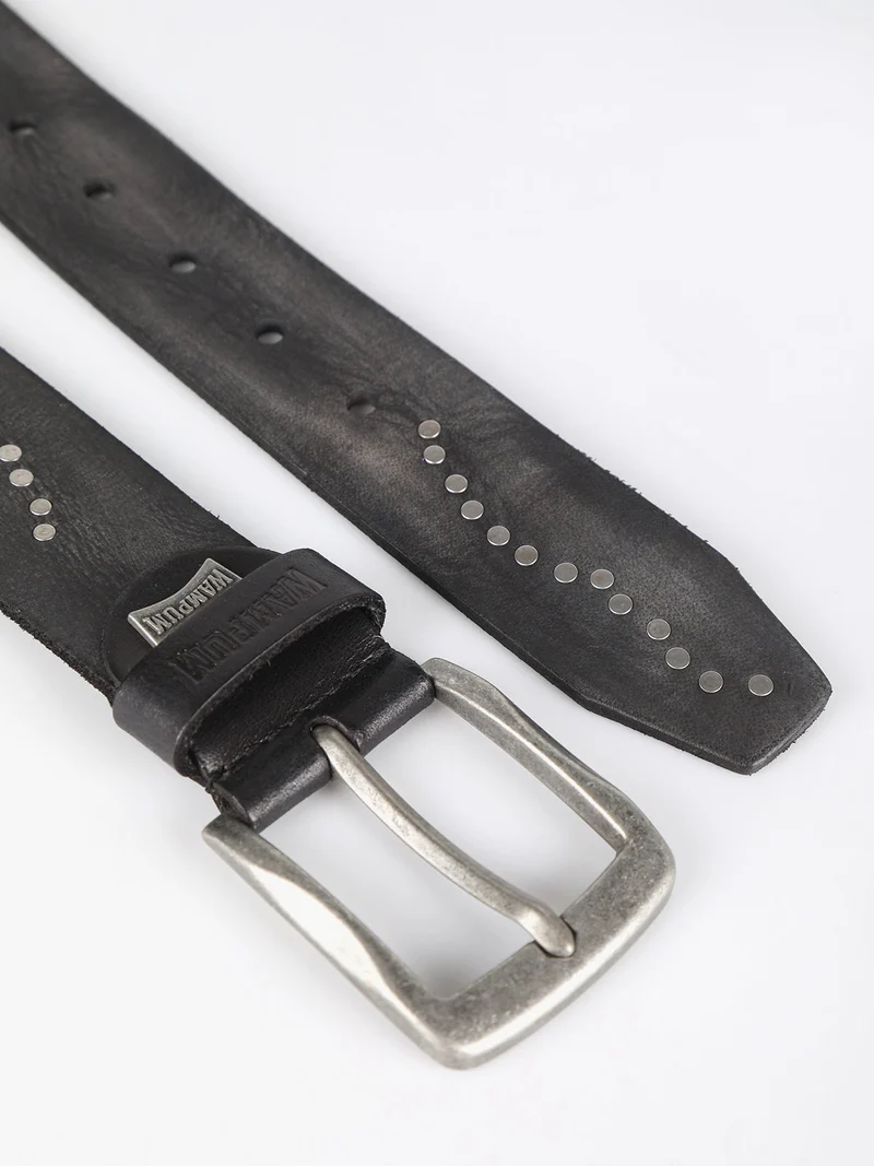 Cintura in pelle con borchie da uomo - nero