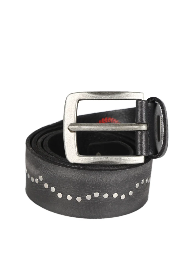 Cintura in pelle con borchie da uomo - nero