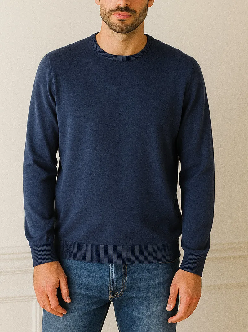 Maglione girocollo da uomo in misto lana - jeans