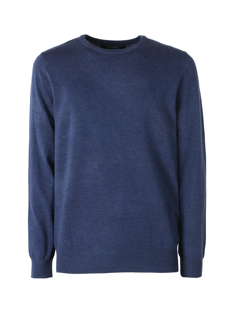 Maglione girocollo da uomo in misto lana - jeans