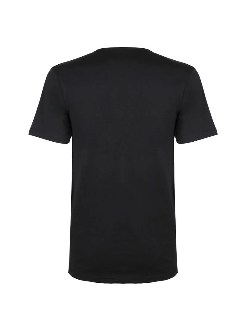 T-shirt intima uomo girocollo in cotone elastico - nero