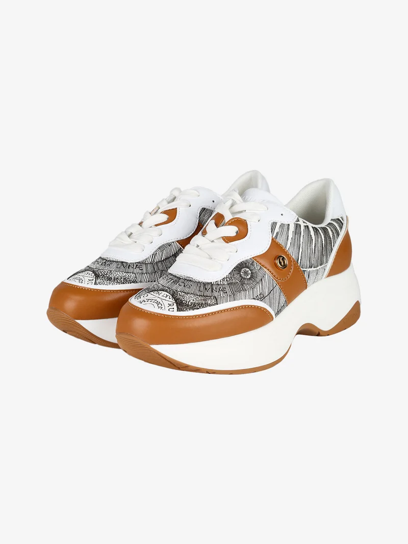 Sneakers da donna con platform - marrone