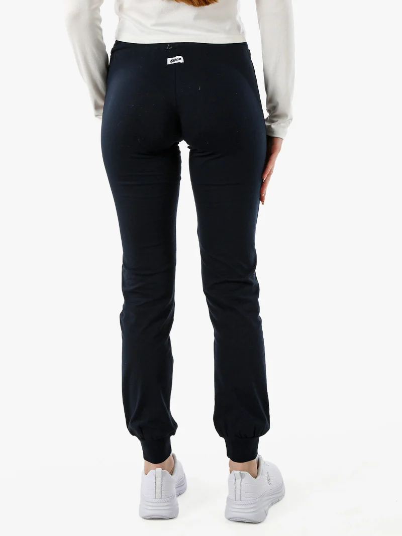 Pantaloni sportivi da donna con polsini e coulisse in vita - blu scuro
