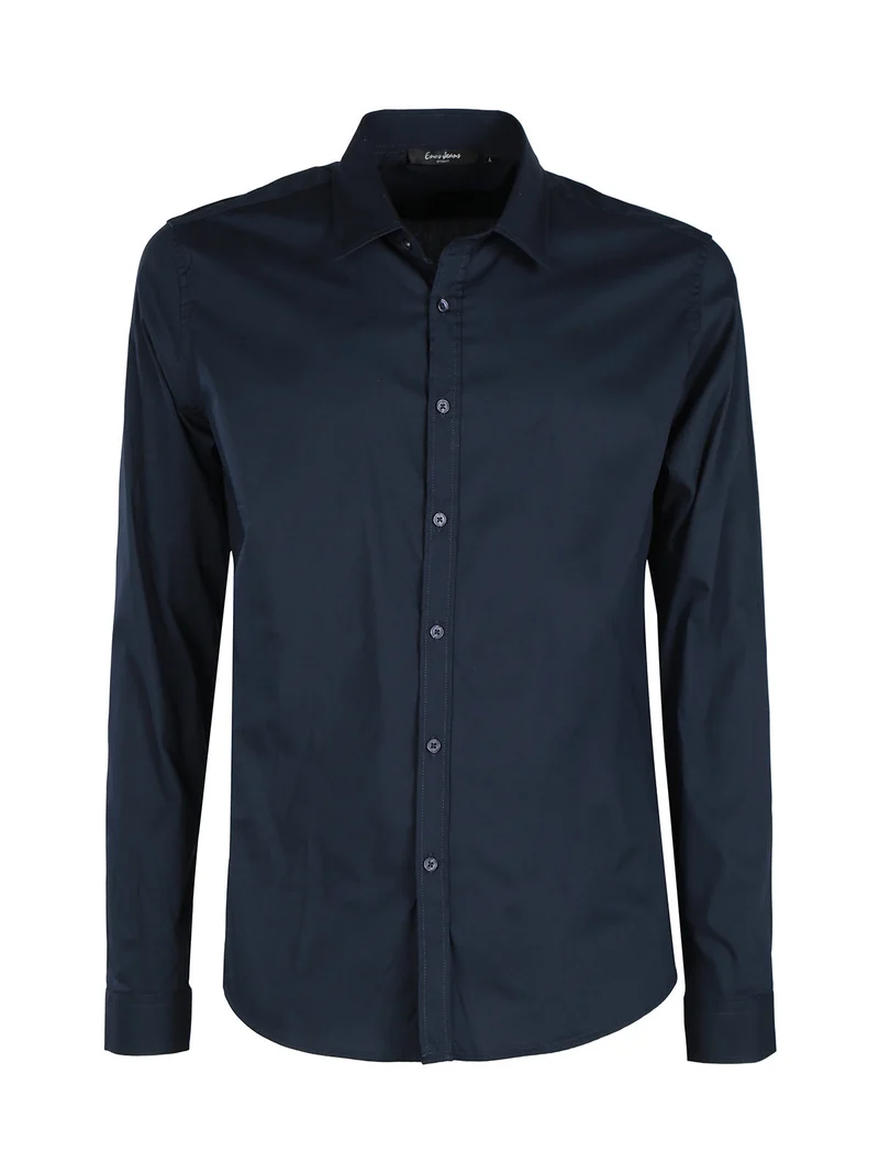 Camicia da uomo slim fit a maniche lunghe - blu scuro