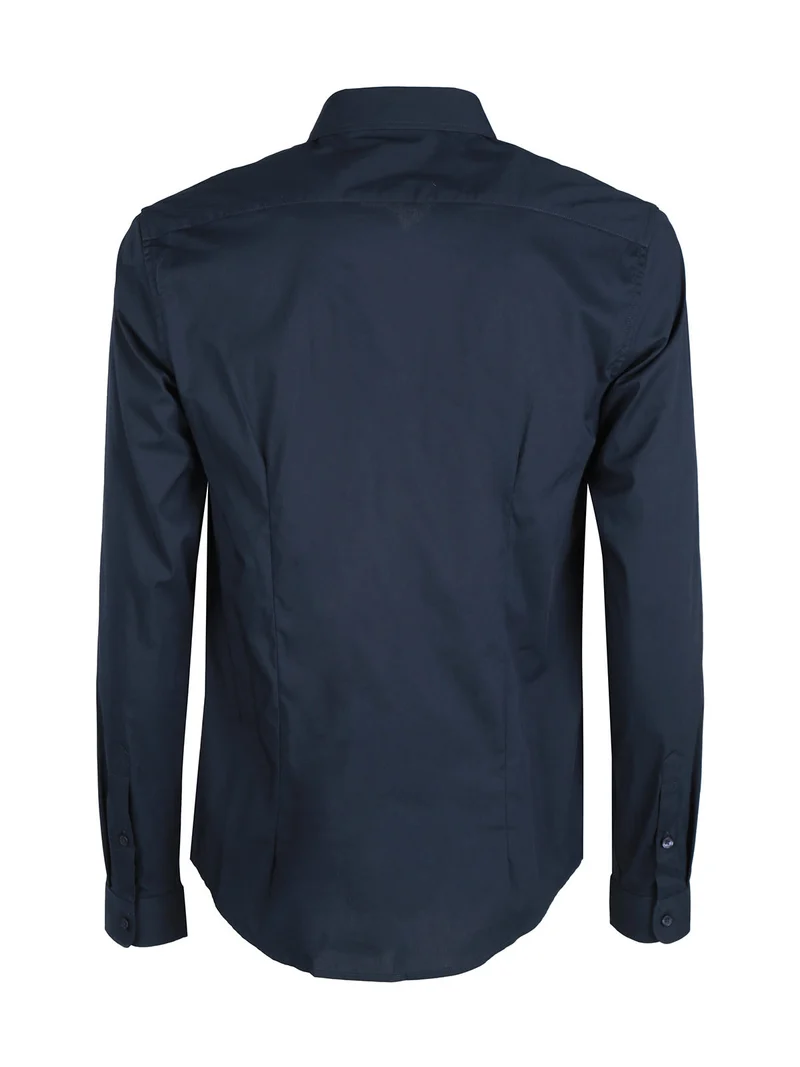 Camicia da uomo slim fit a maniche lunghe - blu scuro